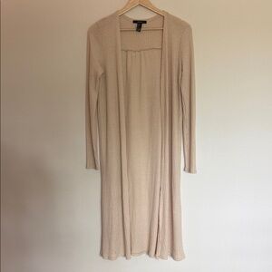 Forever 21 Beige Long Sleeve Open Front Dress